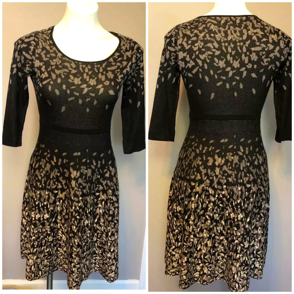 3/4 Sleeve Knit Sweater Dress Sz S Flare Skirt by CB Established 1962